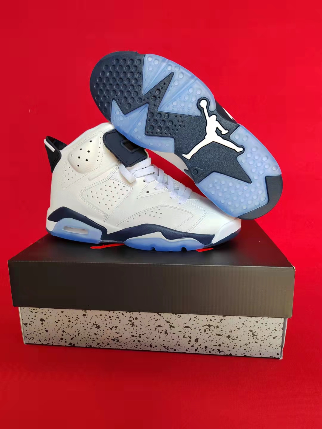 New 2021 Air Jordan 6 White Black Blue For Women